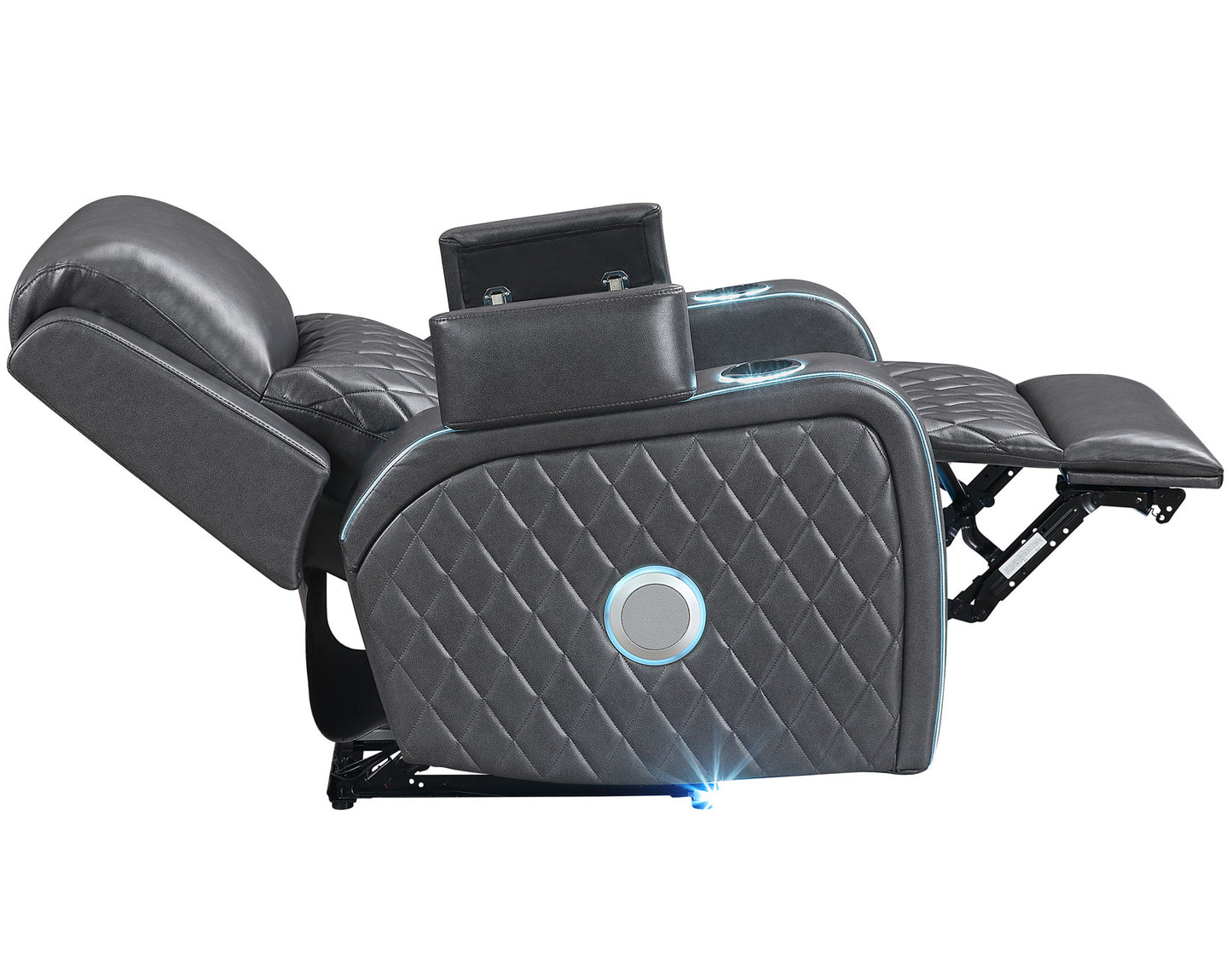 Luna Home Cinema Power Recliner, Charcoal Vegan Leather