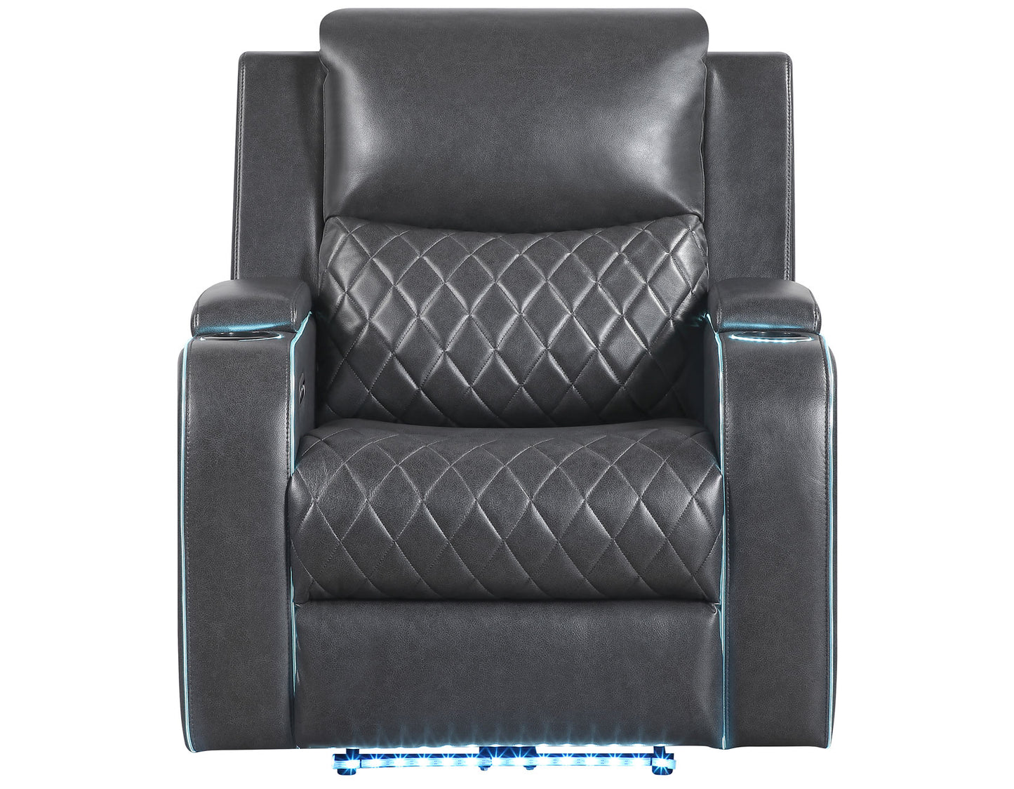Luna Home Cinema Power Recliner, Charcoal Vegan Leather