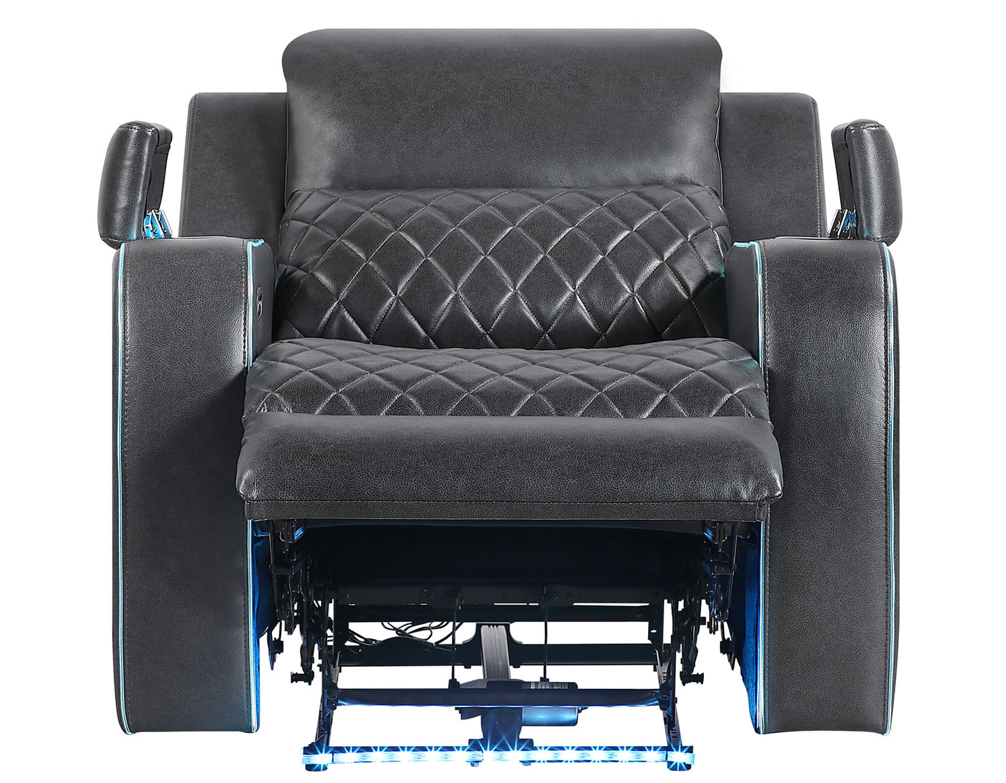 Luna Home Cinema Power Recliner, Charcoal Vegan Leather
