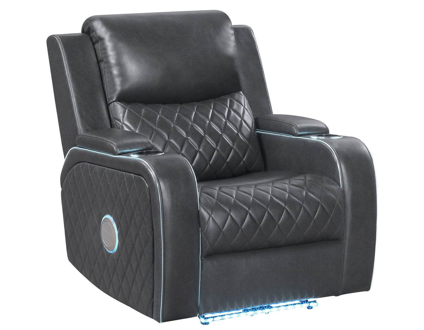 Luna Home Cinema Power Recliner, Charcoal Vegan Leather
