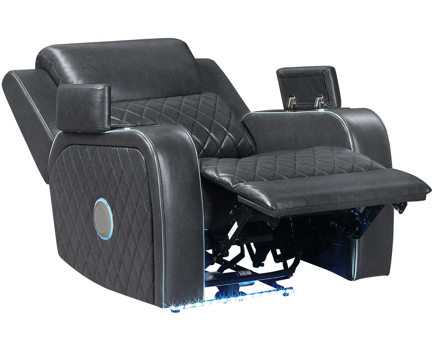 Luna Home Cinema Power Recliner, Charcoal Vegan Leather
