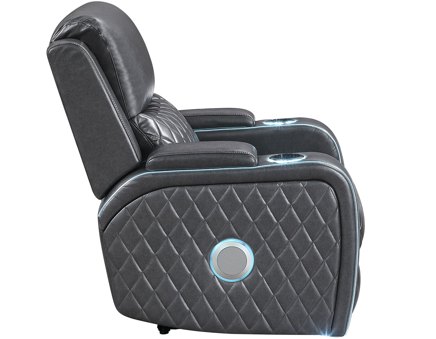 Luna Home Cinema Power Recliner, Charcoal Vegan Leather