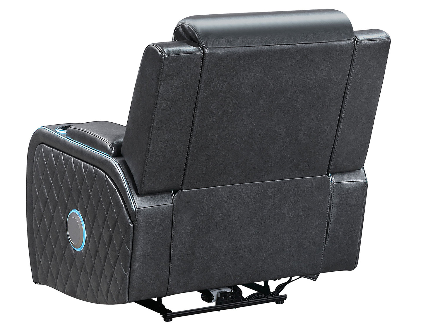 Luna Home Cinema Power Recliner, Charcoal Vegan Leather