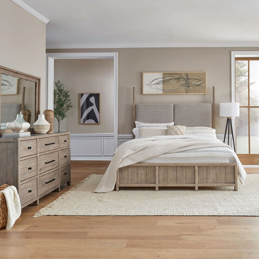 Queen Poster Bed, Dresser & Mirror