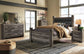Wynnlow Queen Upholstered Poster Bed, Dresser and Mirror - Discount Furniture Connection