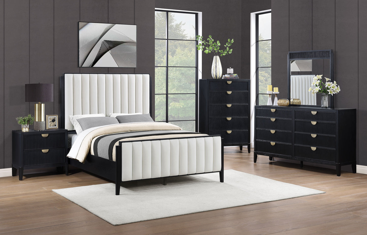Brookmead 60-inch Upholstered California King Bed Black - Discount Furniture Connection