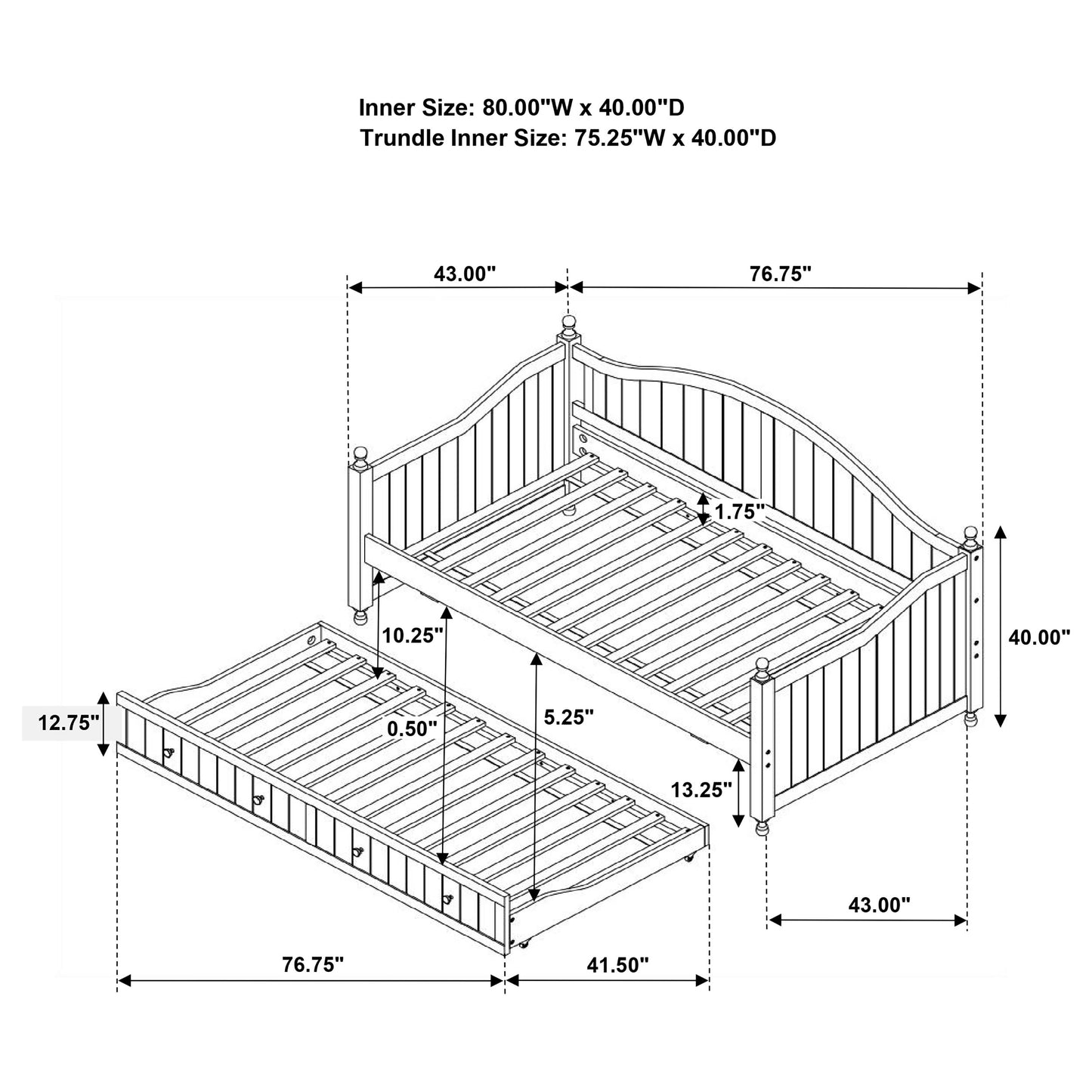 Julie Ann Wood Twin Daybed with Trundle White - Discount Furniture Connection