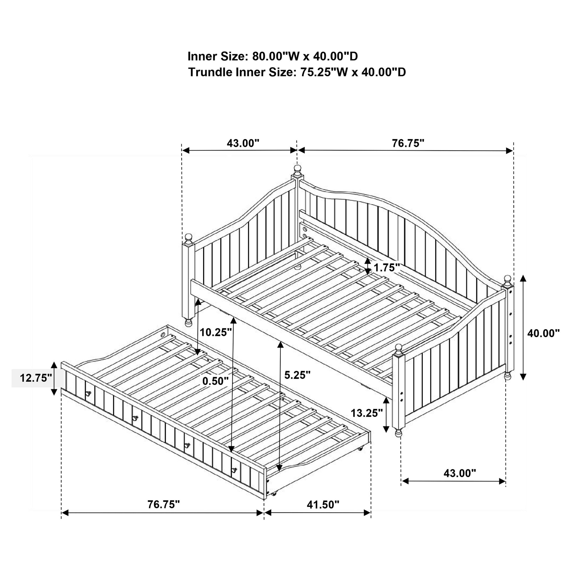 Julie Ann Wood Twin Daybed with Trundle White - Discount Furniture Connection