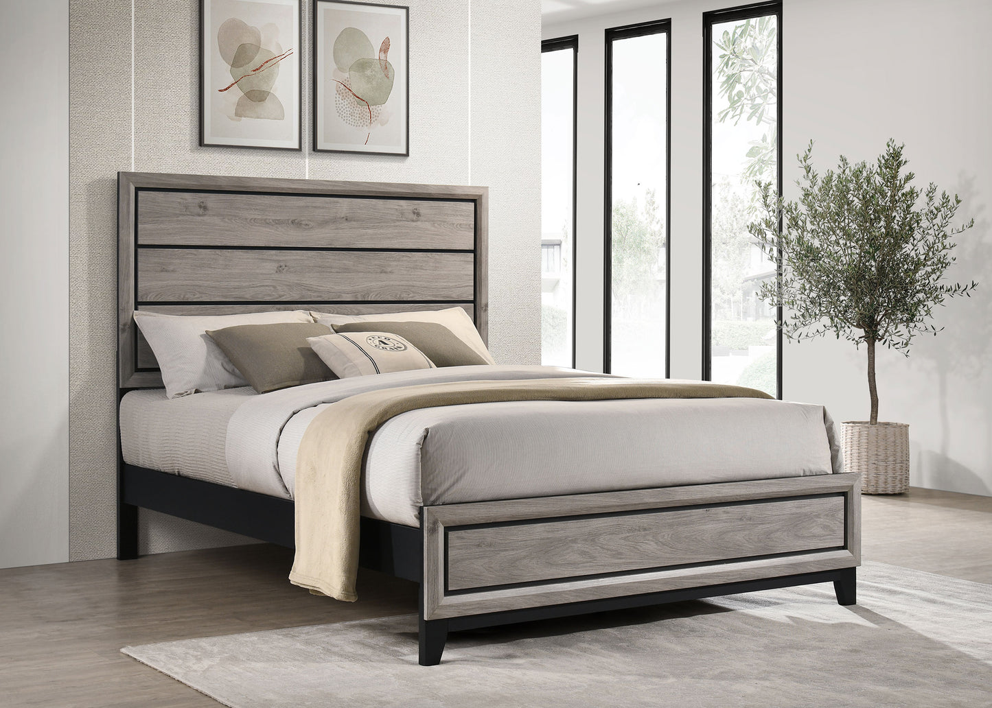 Watson Wood Queen Panel Bed Light Taupe