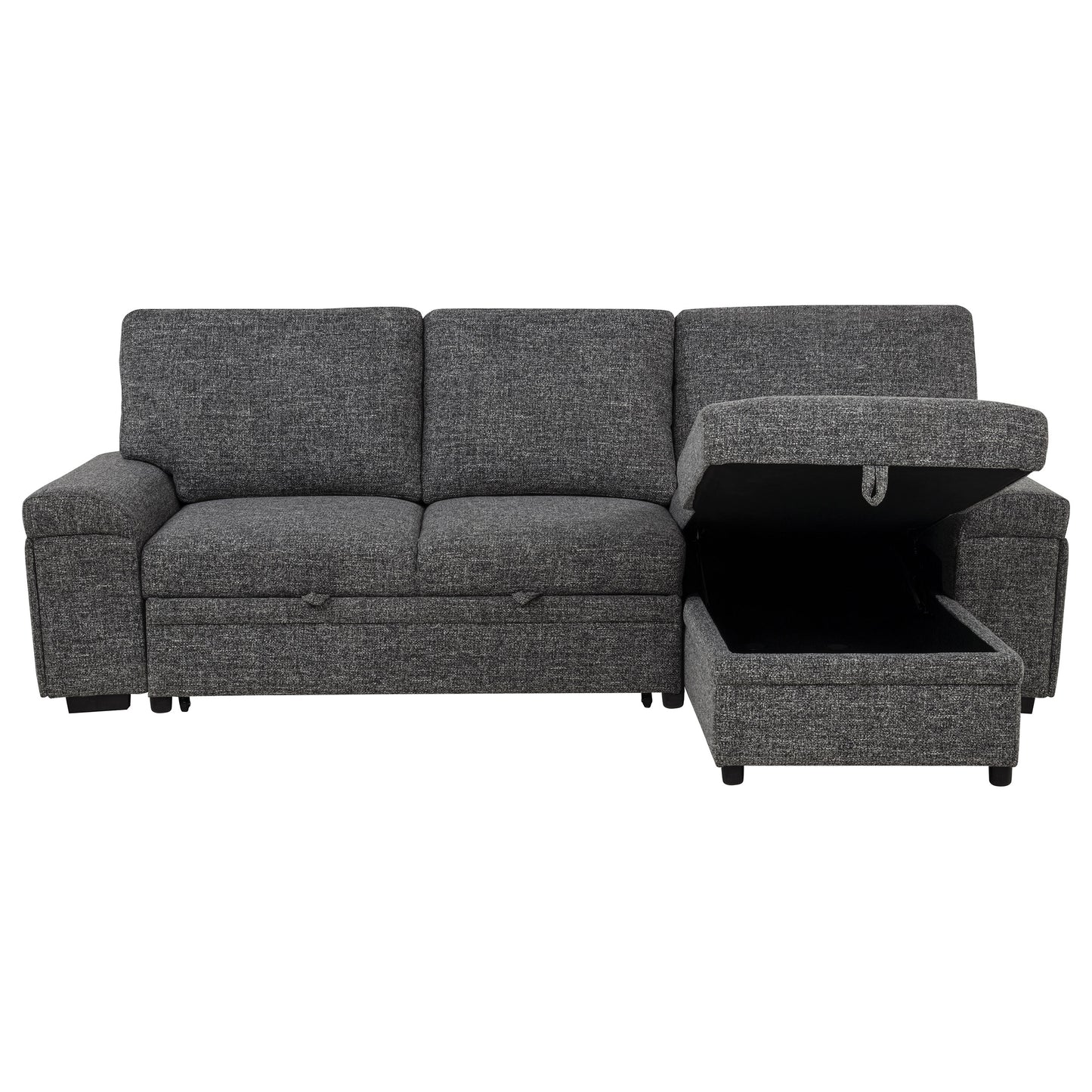 Demko Sleeper Sectional Sofa with Speaker and Storage Chaise Granite