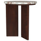 Jenna Round Marble Top Mango Wood Side End Table Brown