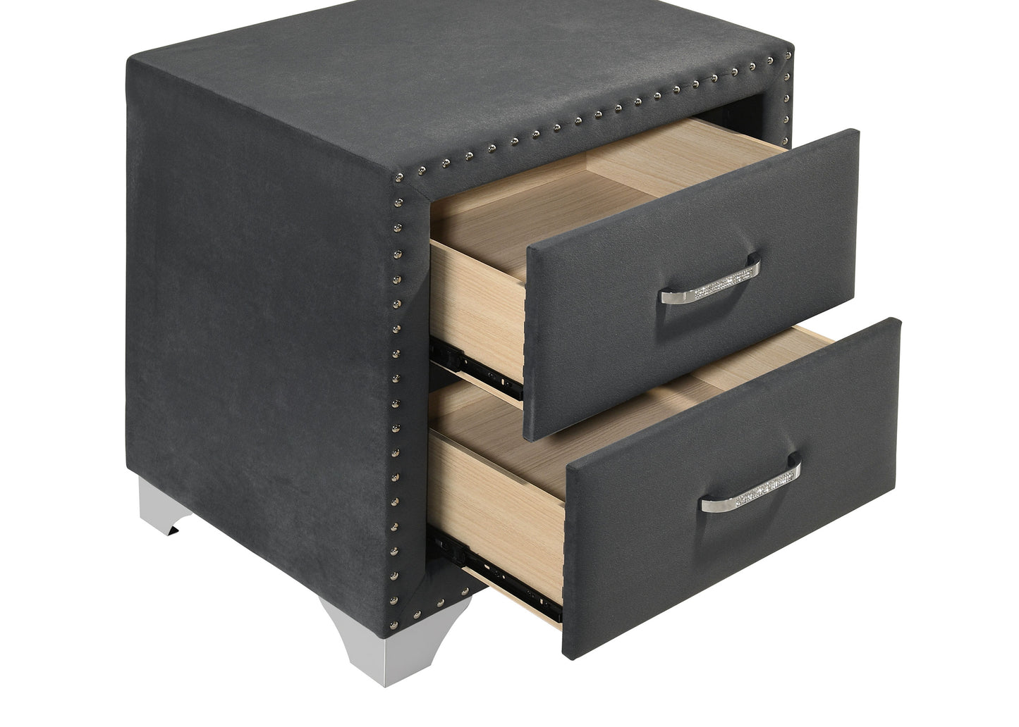 Melody Upholstered 2-drawer Nightstand Grey - Discount Furniture Connection