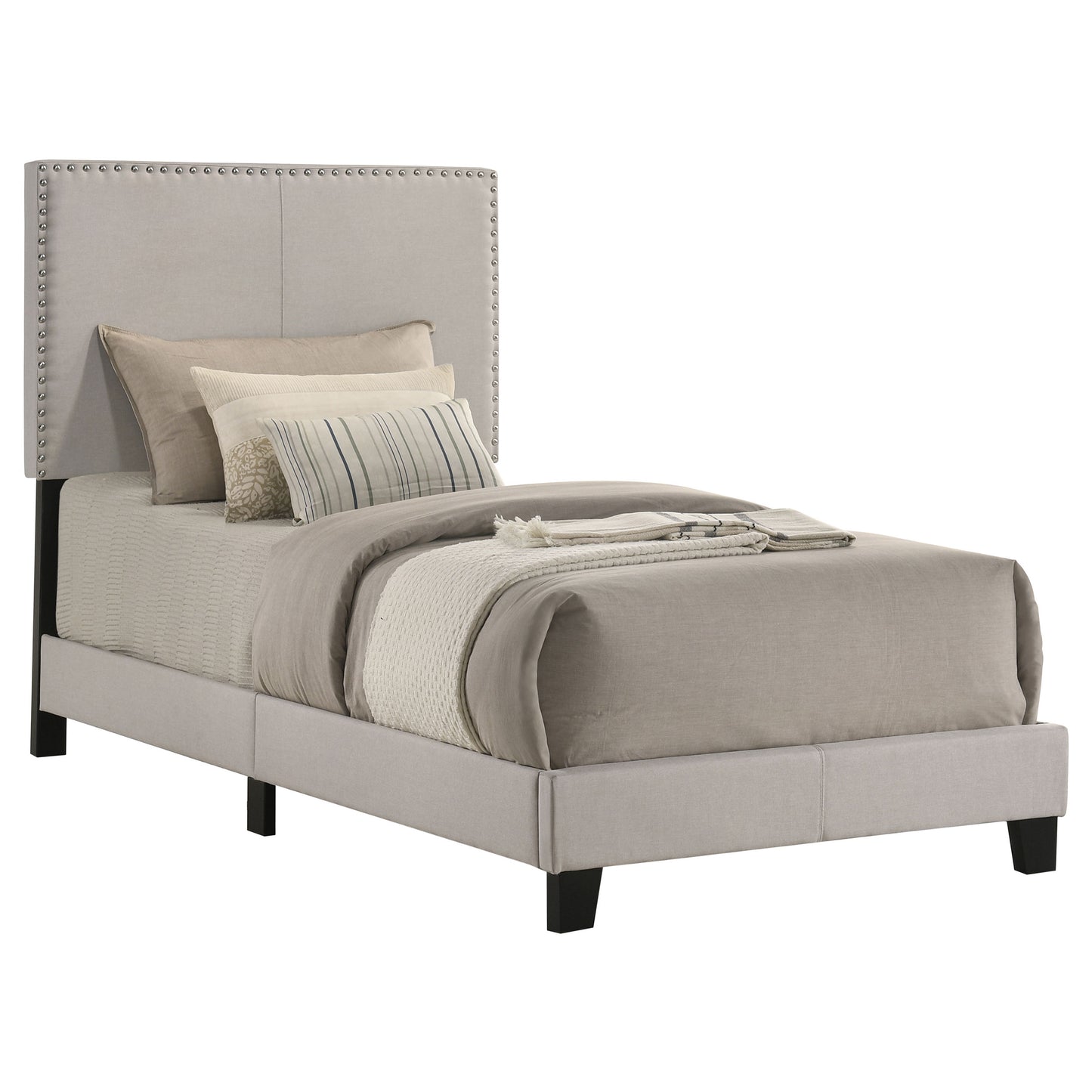 Boyd Upholstered Twin Panel Bed Ivory - Discount Furniture Connection