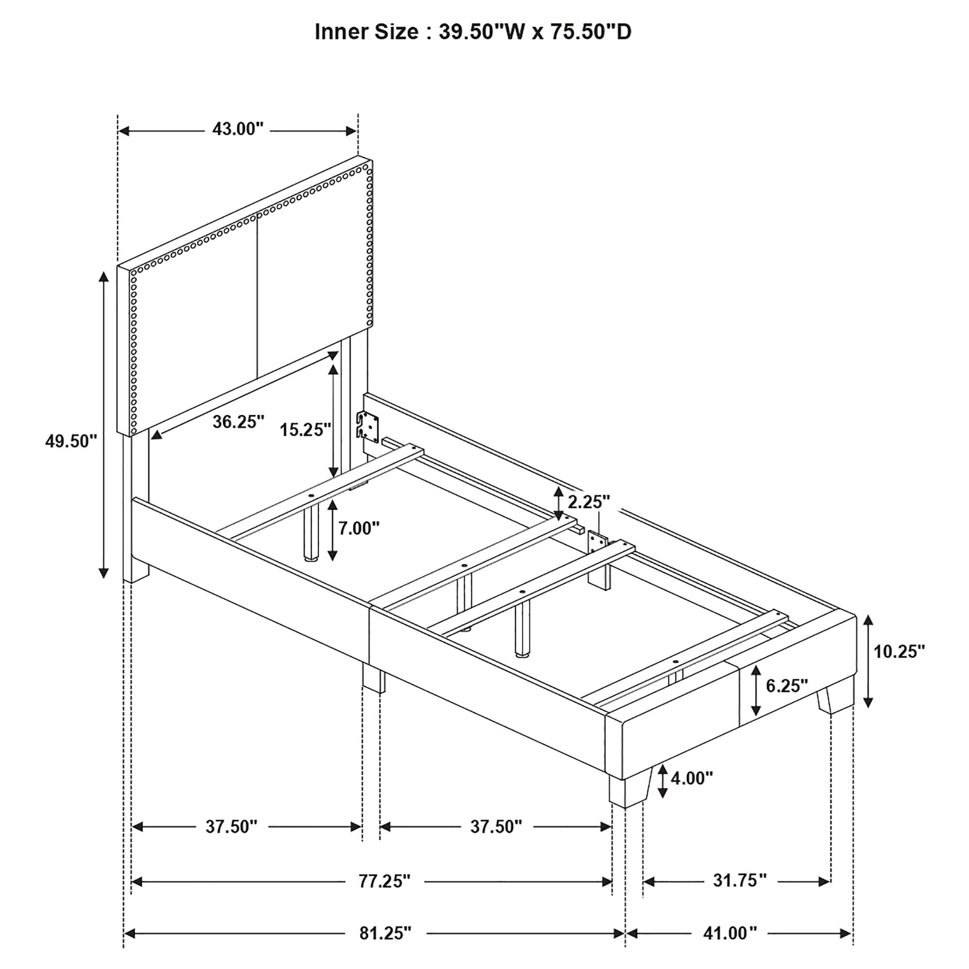 Boyd Upholstered Twin Panel Bed Charcoal - Discount Furniture Connection