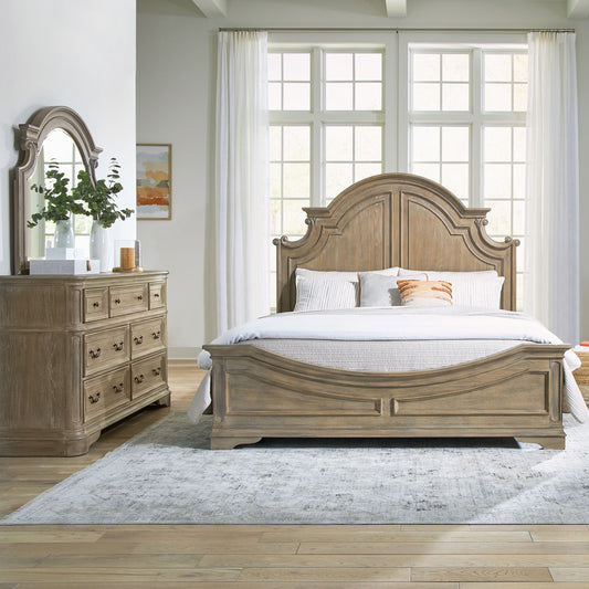 Queen Panel Bed, Dresser & Mirror