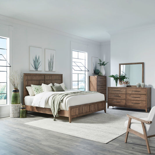 King Panel Bed, Dresser & Mirror, Chest