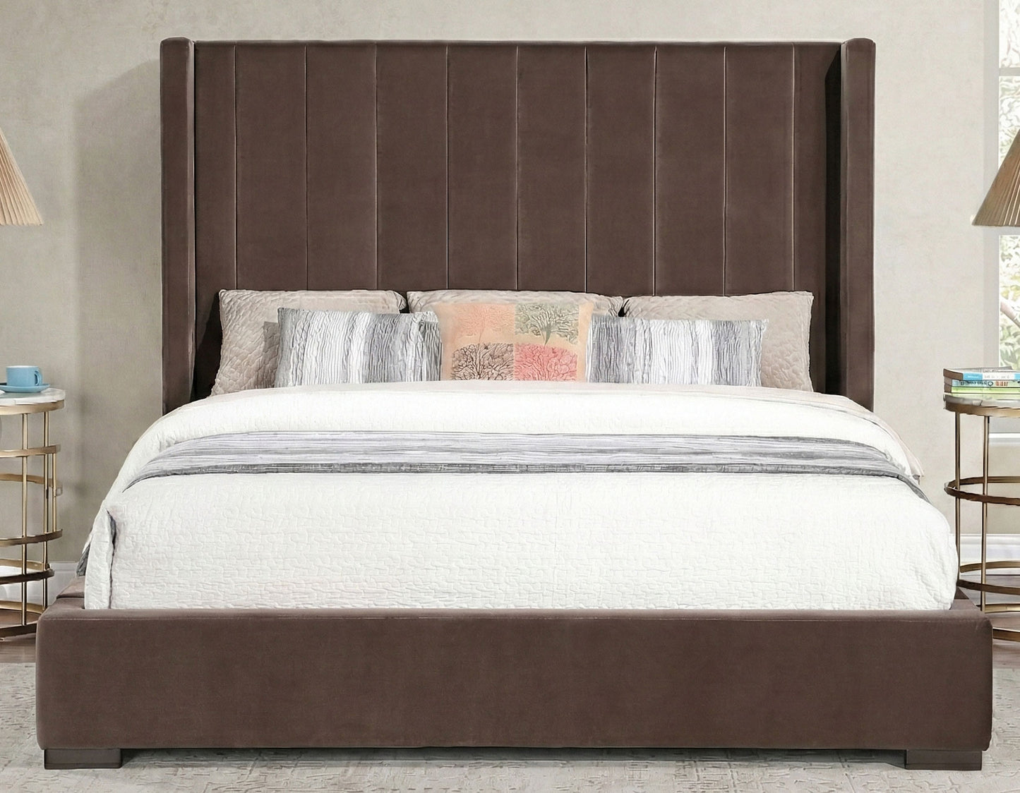 Pearson King Bed, Chocolate Velvet