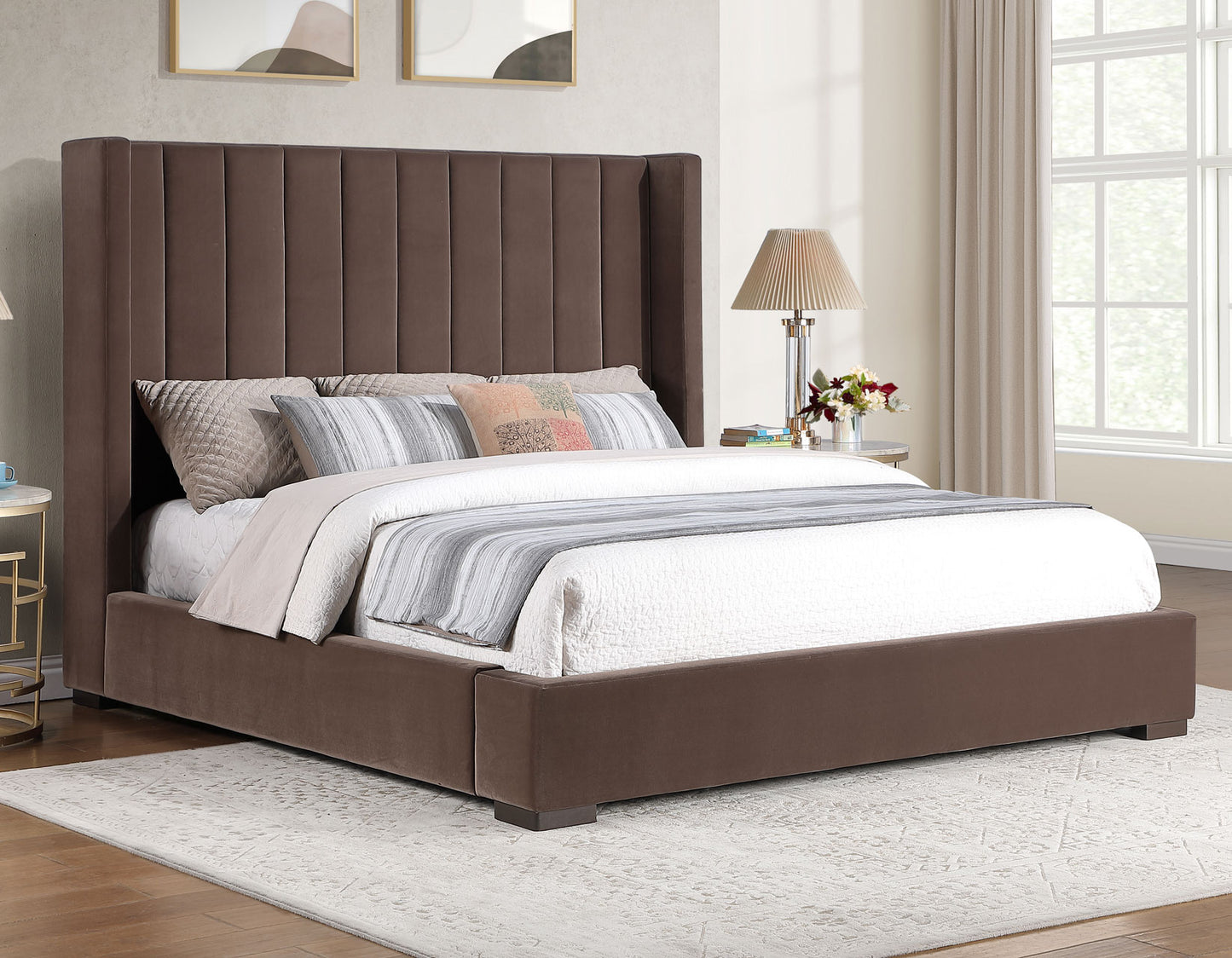 Pearson King Bed, Chocolate Velvet