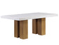 Artemis 70in White Marble Dining Table, Sand Finish