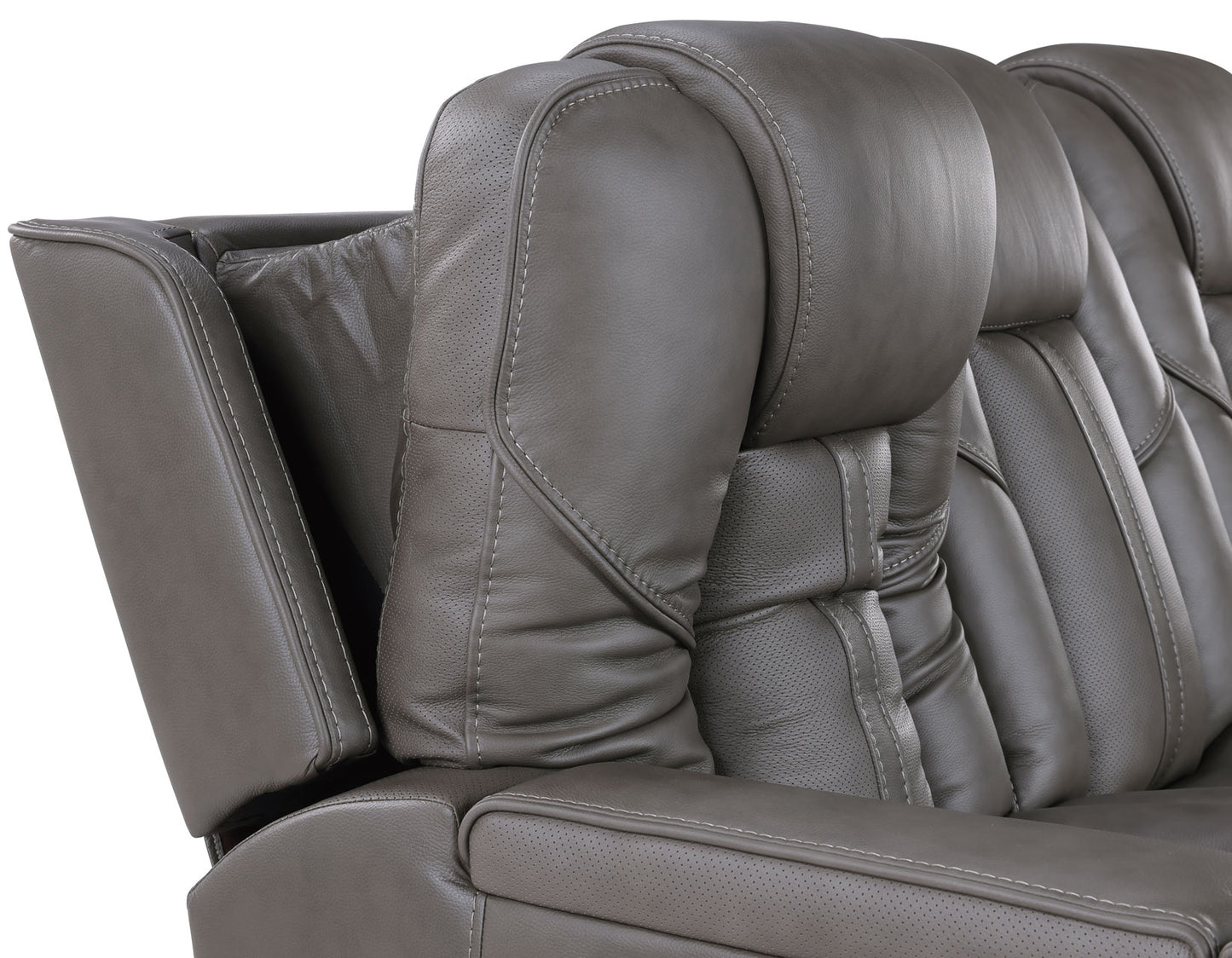 Daniel Triple Power Home Theater Immersive Entertainment Reclining Set, Leather

87″ Sofa, Drop-Down Console
75″ Console Loveseat
Recliner