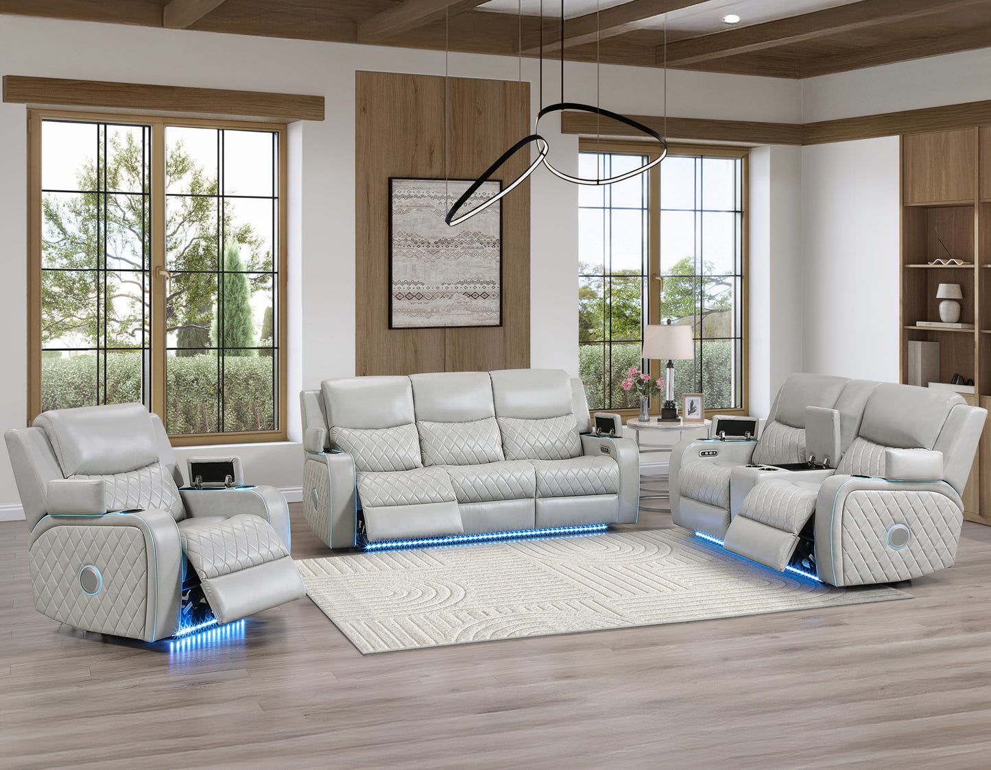 Luna Home Cinema Power Reclining, Ice

82″ Sofa
71″ Console Loveseat
Recliner