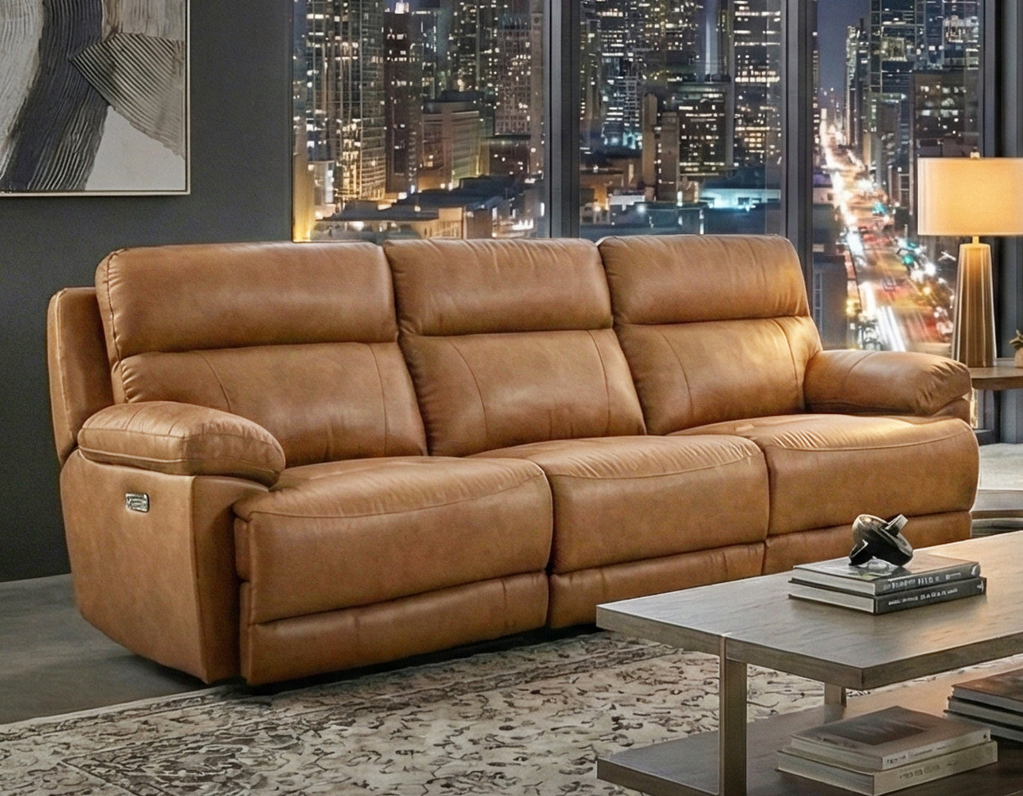 Gatlin Dual-Power Reclining, Leather

114″Sofa
95″ Console Loveseat
Recliner