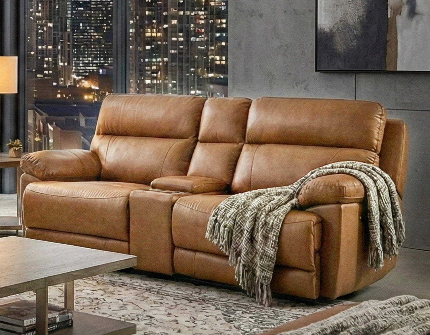 Gatlin Dual-Power Reclining, Leather

114″Sofa
95″ Console Loveseat
Recliner
