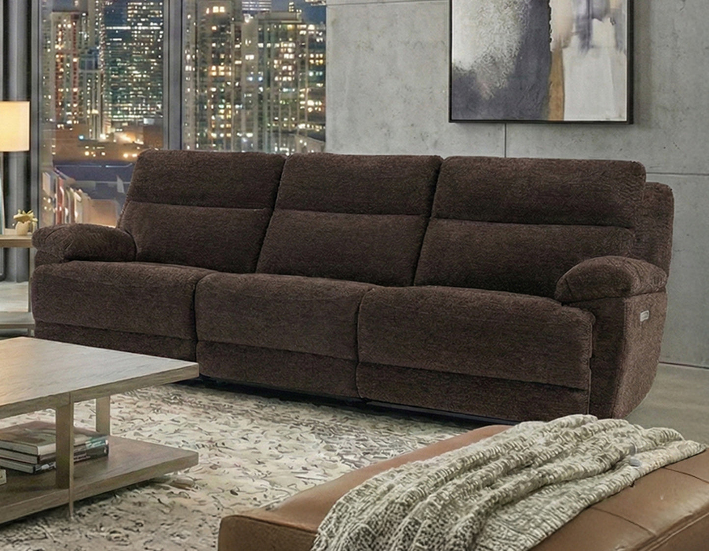Gatlin Dual-Power Reclining, Brown Fabric

114″ Sofa
95″ Console Loveseat
Recliner