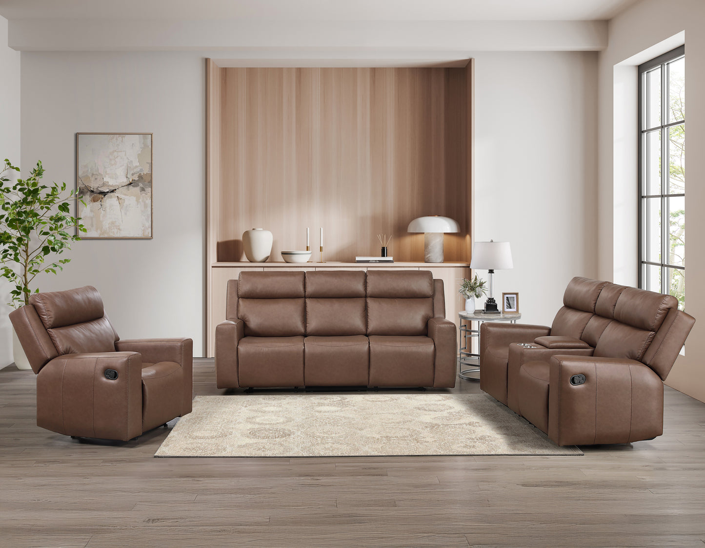Barron Manual Reclining

87″ Sofa
65″ Console Loveseat
Recliner