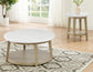 Vida, Round 36″ Cocktail Table, White Marble Top, Castered