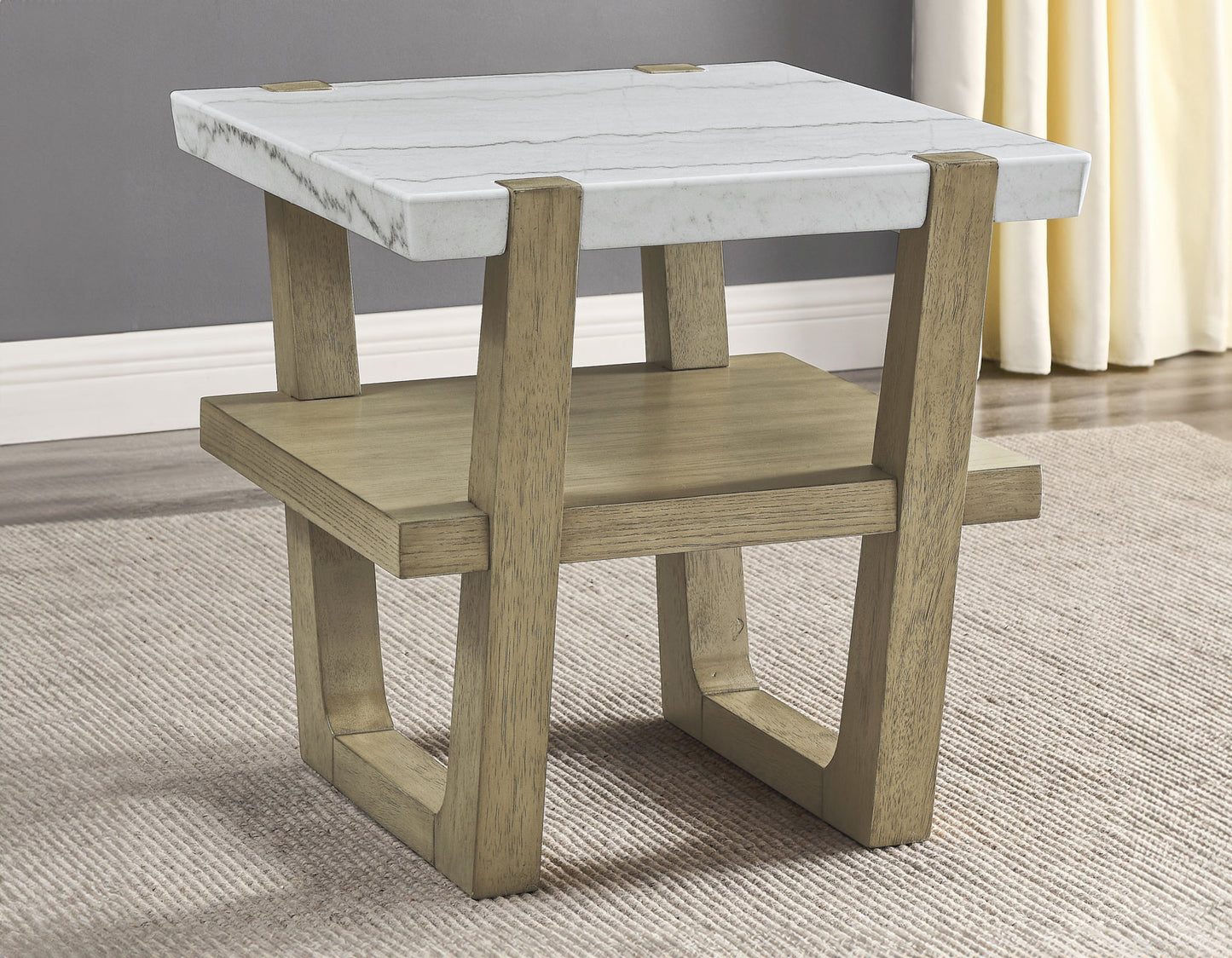 Perth, End Table, White Marble Top