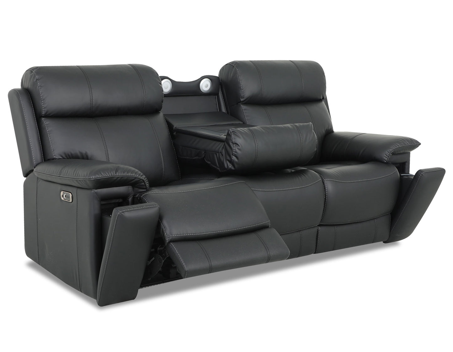 Zenith Power Home Theater Reclining Console Loveseat, Built-in Speakers, Vibration