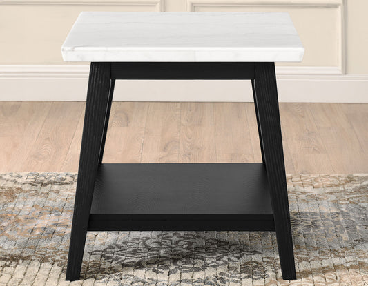 Vida, End Table, White Marble Top, Black