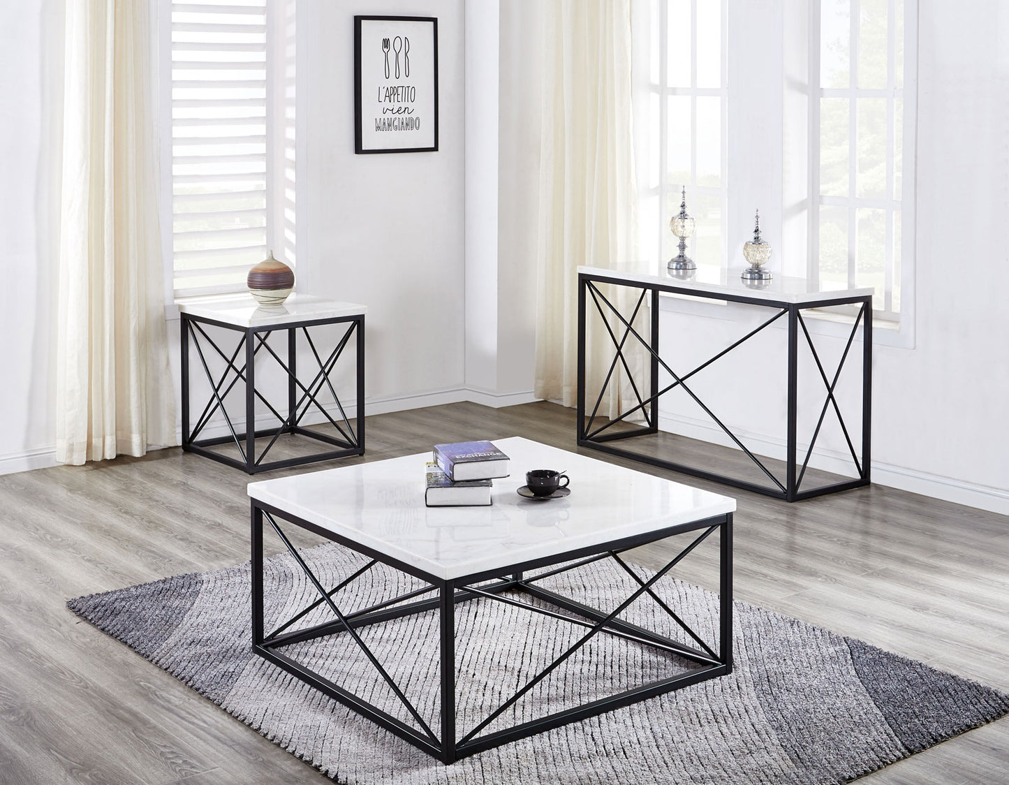 Skyler, End Table, White Marble Top