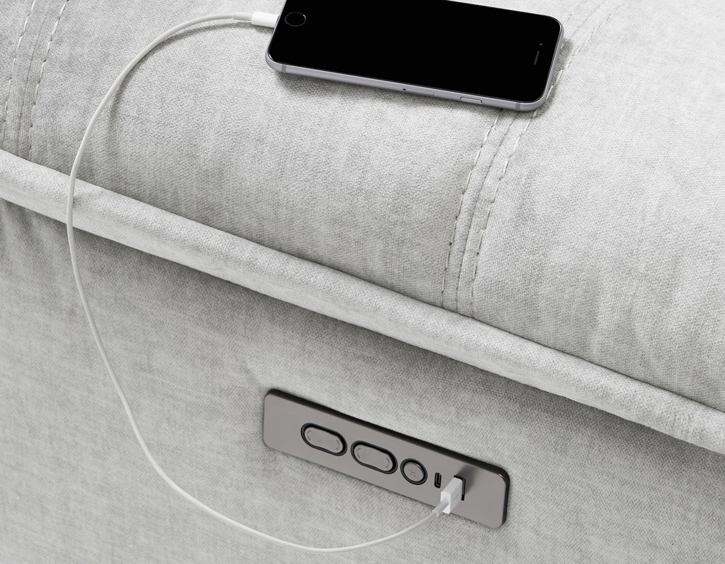 Olsen Sofa, Dual-Power Zero-Gravity Modular Reclining, Silver