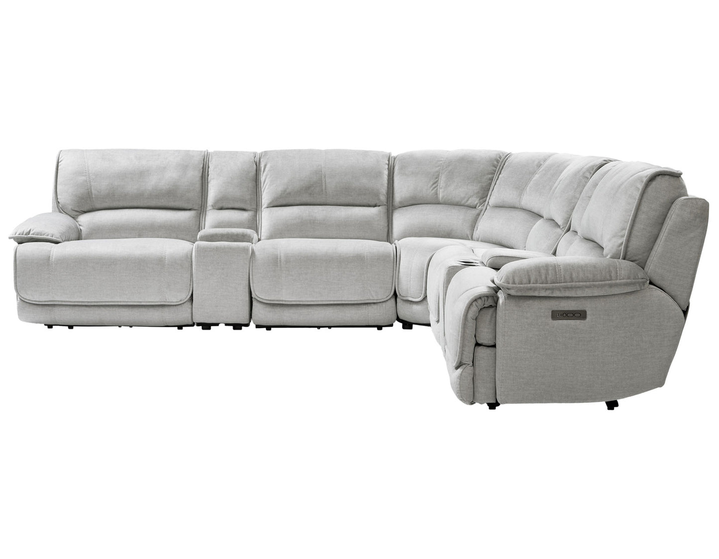 Olsen 6-Piece Sectional, Dual-Power Zero-Gravity Reclining, Silver