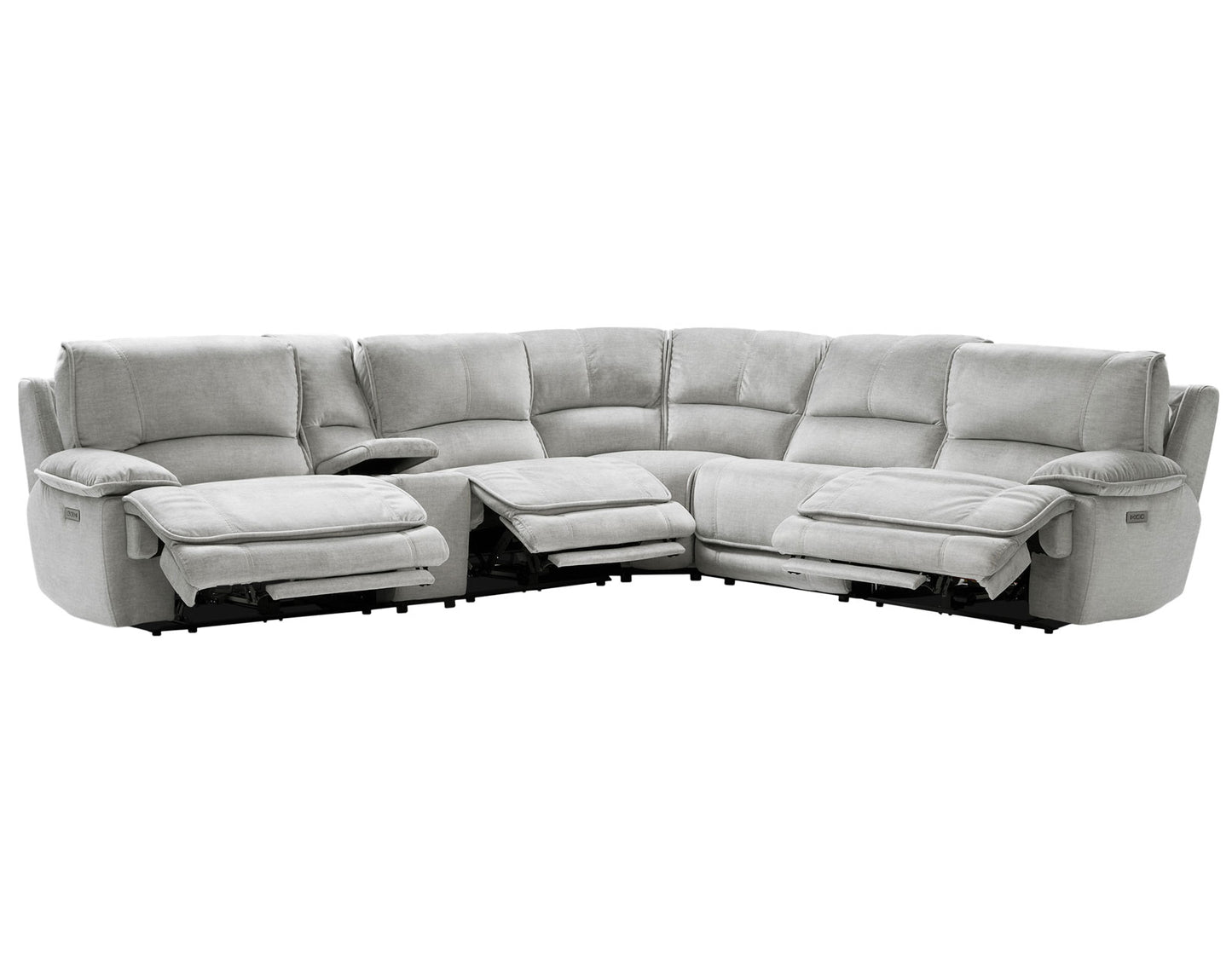 Olsen 6-Piece Sectional, Dual-Power Zero-Gravity Reclining, Silver