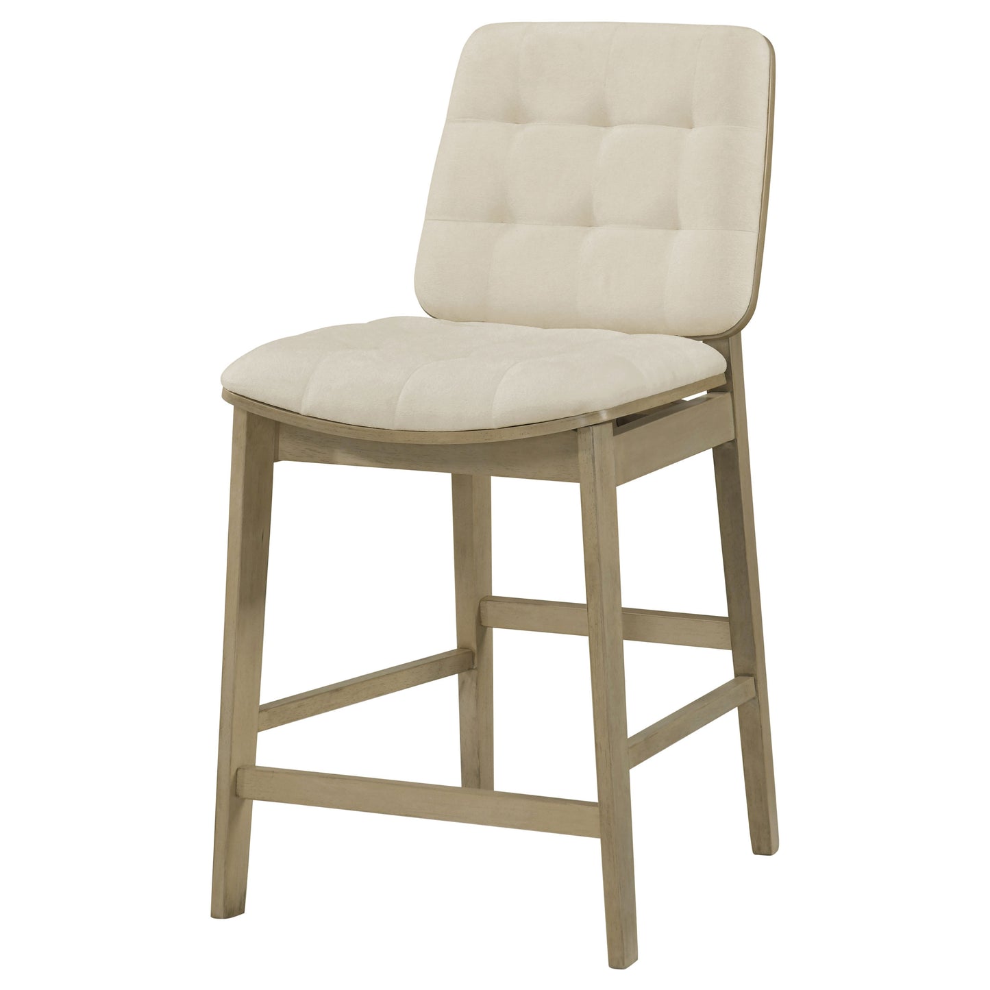 Redbridge Velvet Upholstered Counter Chair Cream and Natural Oak (Set of 2)