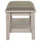 Franco Fabric Upholstered Bench with Shelf Distressed White - Discount Furniture Connection