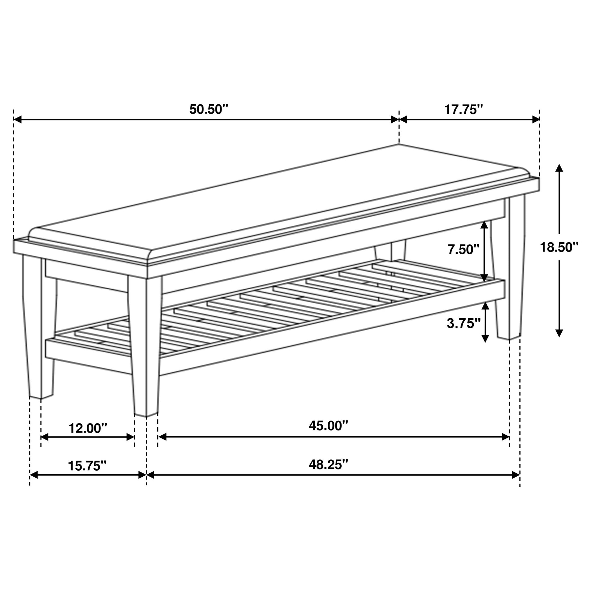 Franco Fabric Upholstered Bench with Shelf Distressed White - Discount Furniture Connection