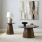 Franklin Round Wood Pedestal Side End Table Grey and Dark Brown