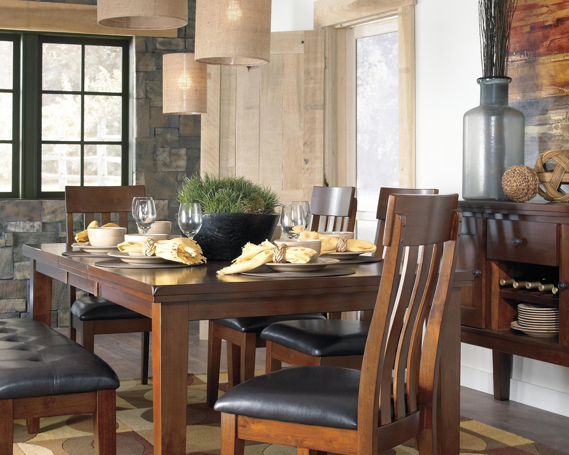 Ralene RECT DRM Butterfly EXT Table - Discount Furniture Connection