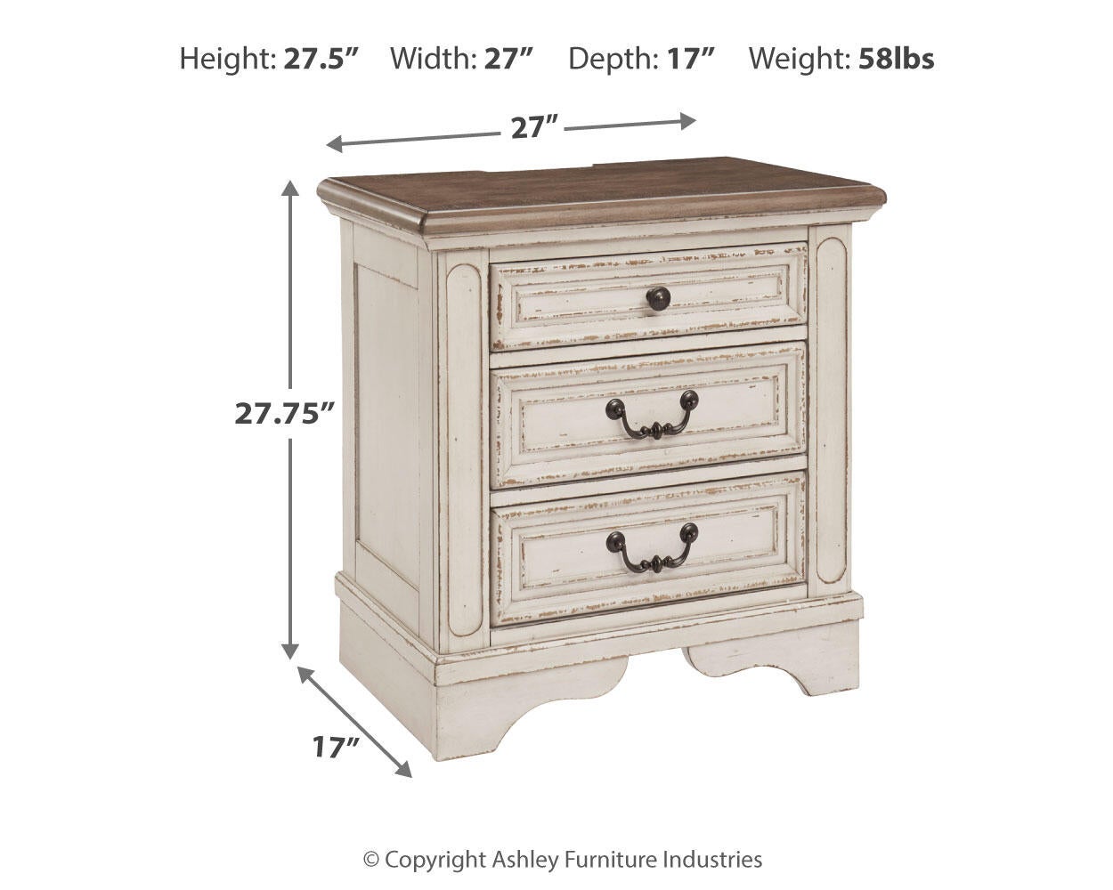 Realyn Three Drawer Night Stand - Discount Furniture Connection