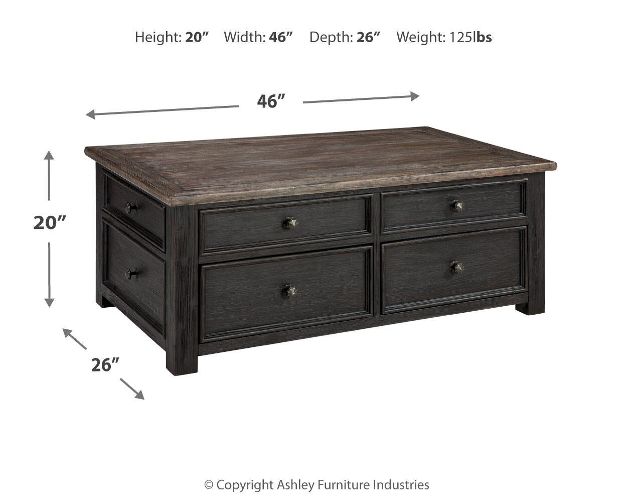 Tyler Creek Lift Top Cocktail Table - Discount Furniture Connection