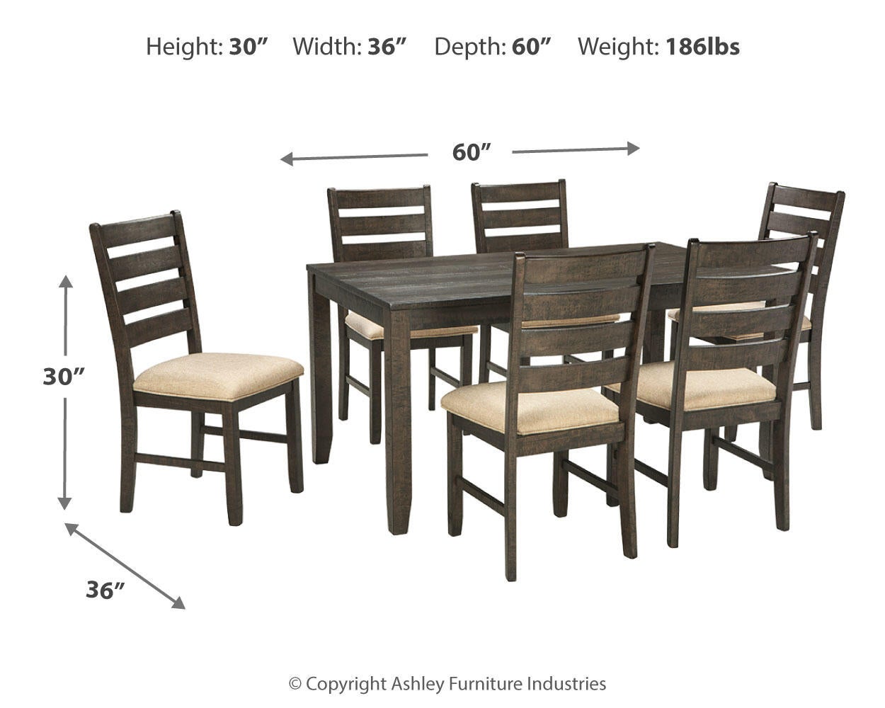 Rokane Dining Room Table Set (7/CN) - Discount Furniture Connection