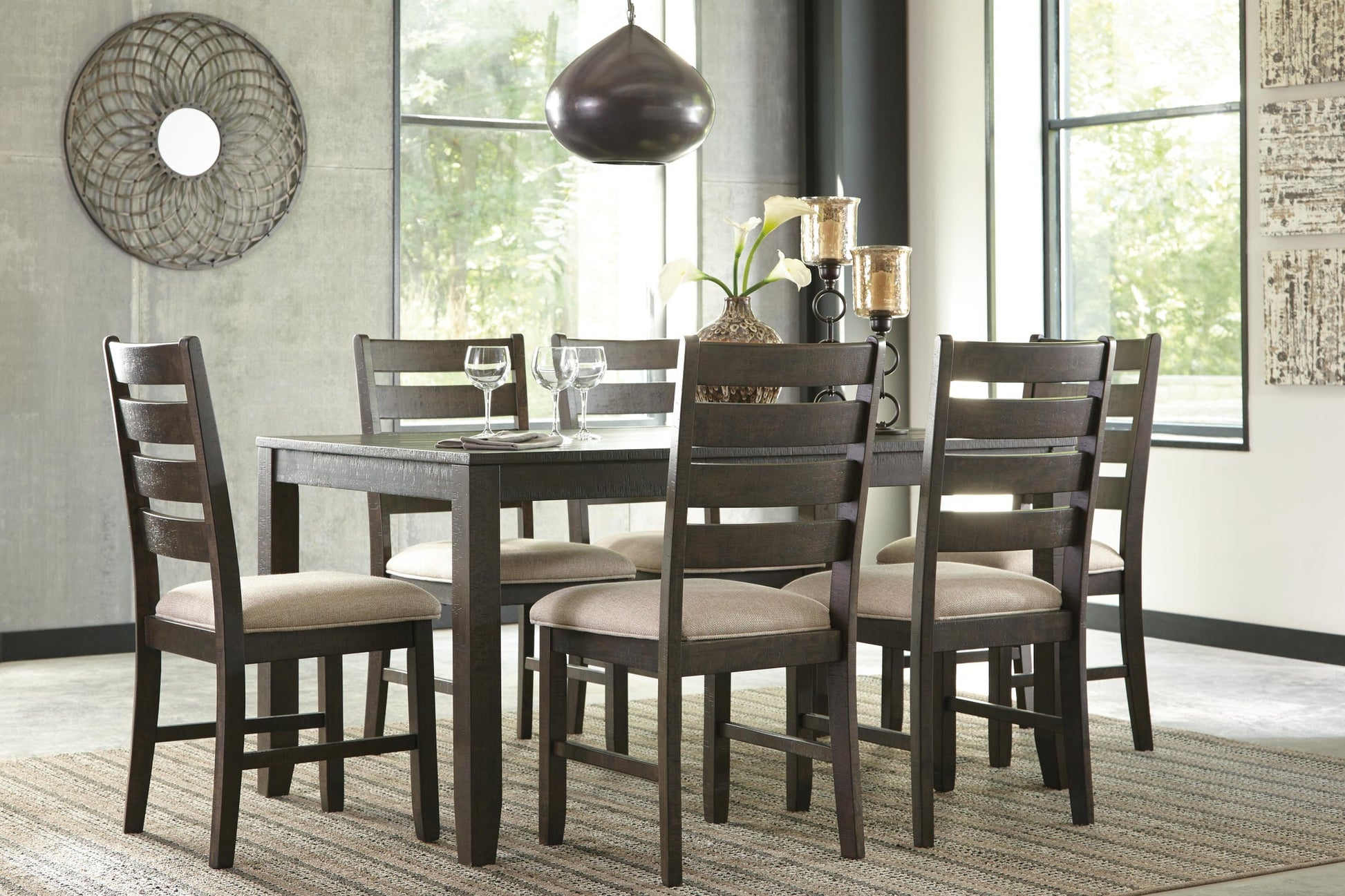Rokane Dining Room Table Set (7/CN) - Discount Furniture Connection