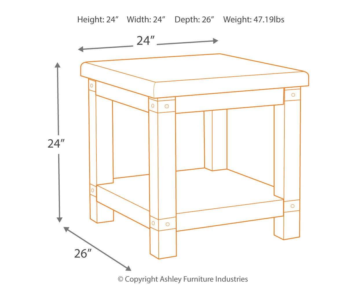 Carynhurst Rectangular End Table - Discount Furniture Connection