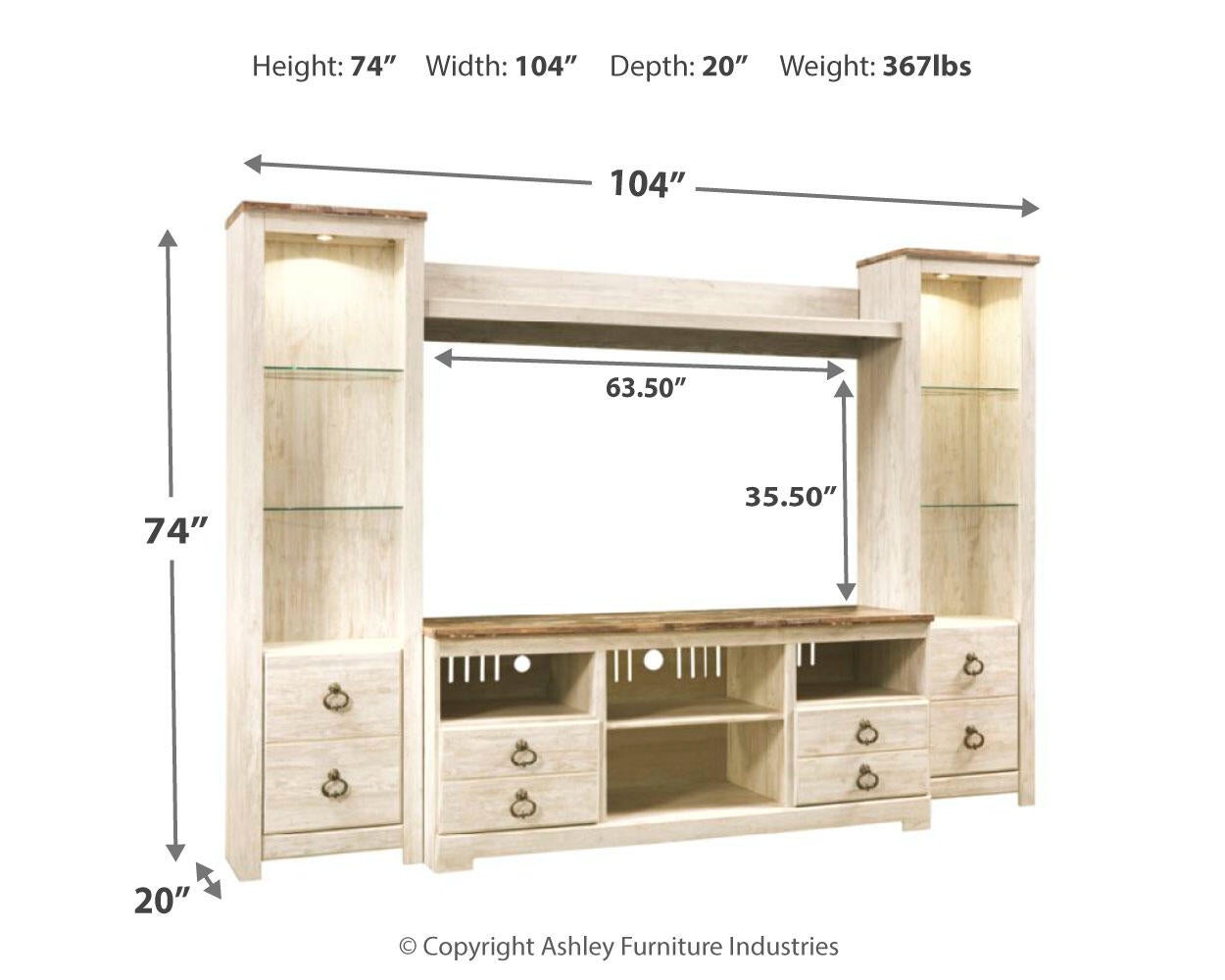 Willowton 4-Piece Entertainment Center - Discount Furniture Connection