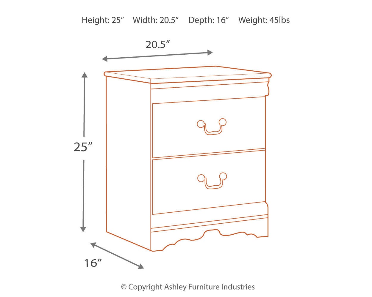 Anarasia Two Drawer Night Stand - Discount Furniture Connection