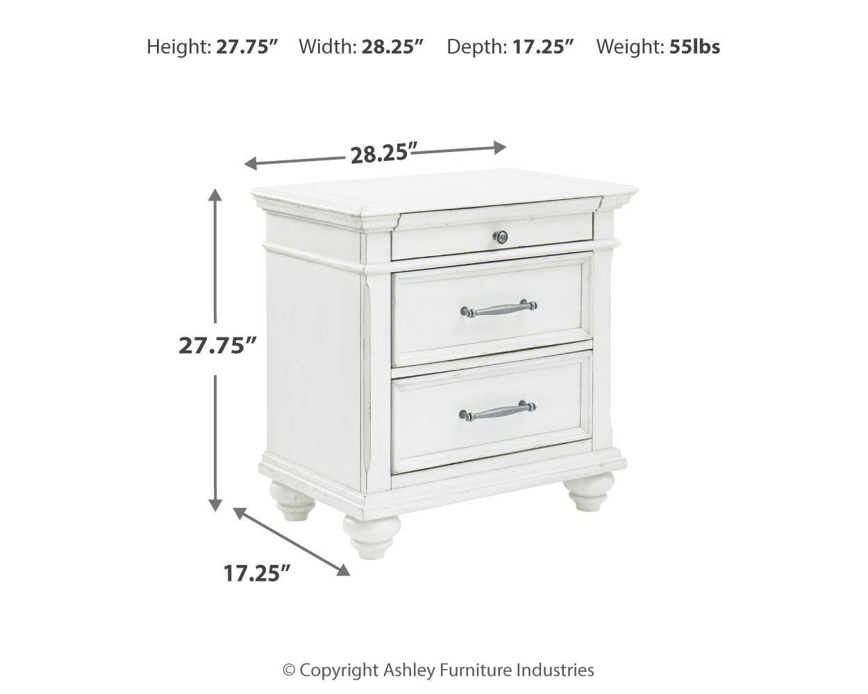 Kanwyn Three Drawer Night Stand - Discount Furniture Connection
